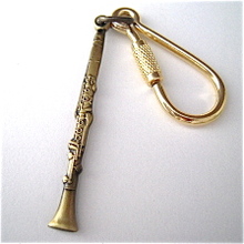 クラリネット アンティークブラス キーホルダー Clarinet Antique Brass Keychain 画像